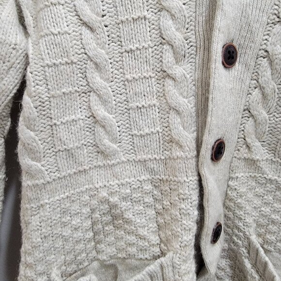 EDC Espirit Melange Oatmeal Chunky Wool Blended Button Cardigan Sweater S Used - Picture 3 of 16